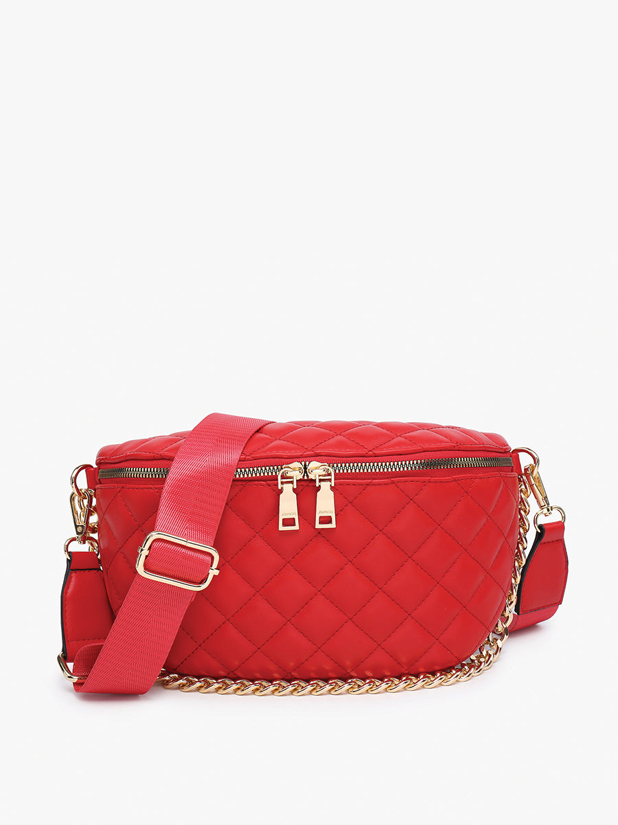 Sylvie Vegan Quilted Belt Bag Red - Jen & Co. vegan handbag