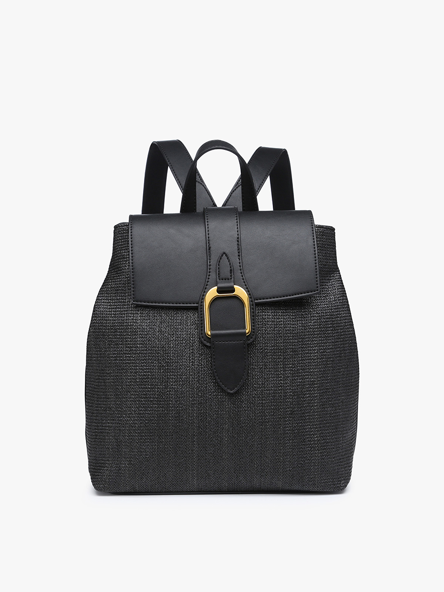 Avani Vegan Buckle Backpack Black - Jen & Co. vegan handbag