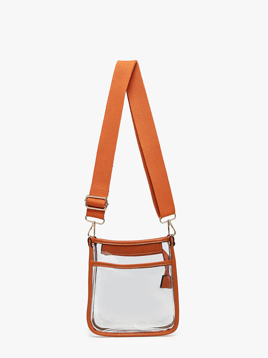 Selah Vegan Clear Crossbody Burnt Orange - Jen & Co. vegan handbag