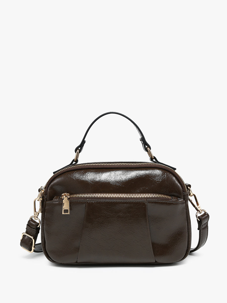 Charlotte Vegan Crossbody Chocolate - Jen & Co. vegan handbag