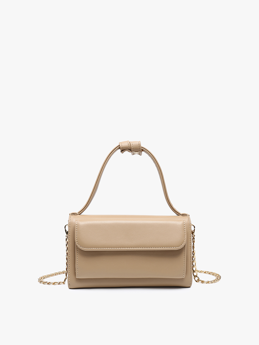 Honey Vegan Rect Chain Crossbody Tan - Jen & Co. vegan handbag