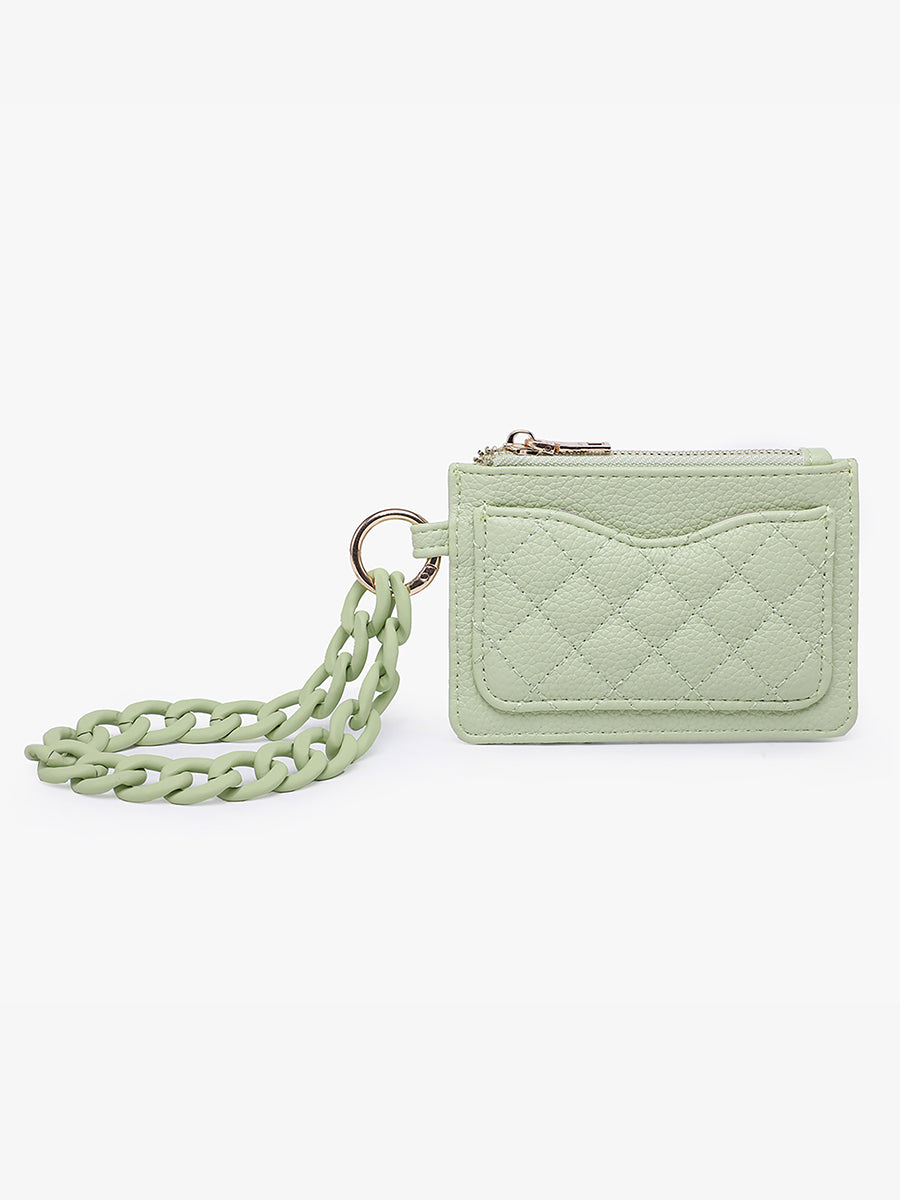 Rhodes Vegan Quilted Bangle in Pale Lime - Jen & Co. vegan handbag