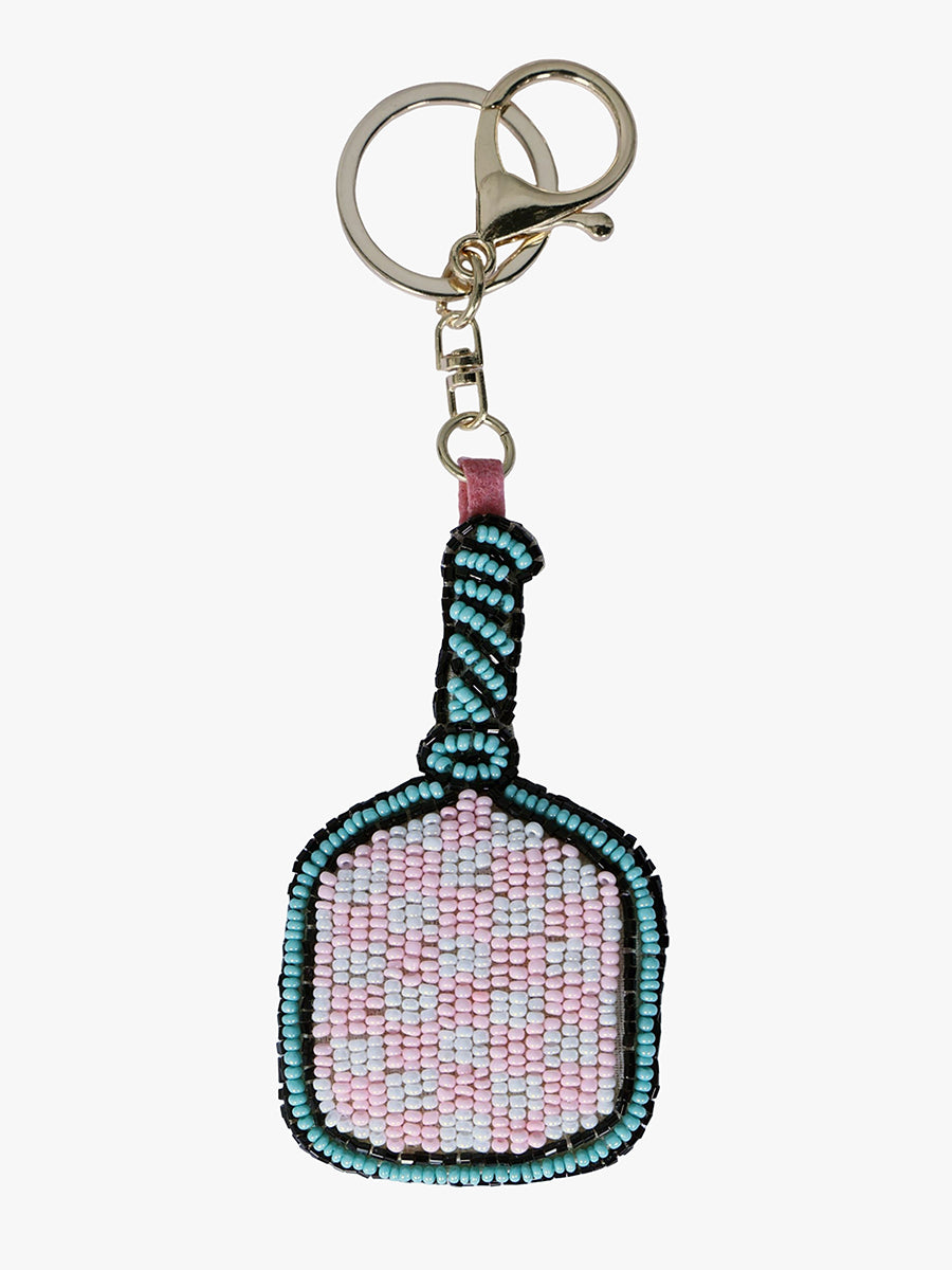 Beaded Bag Charm Pickleball Paddle - Jen & Co. vegan handbag