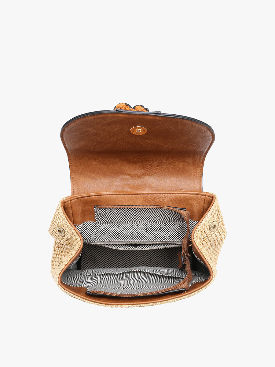 Eleanora Vegan Straw Backpack - Jen & Co. vegan handbag