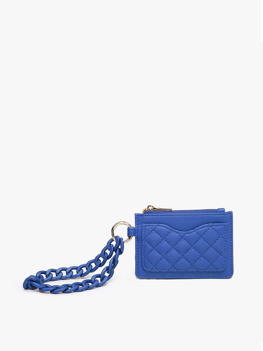 Rhodes Vegan Quilted Bangle in Blue - Jen & Co. vegan handbag